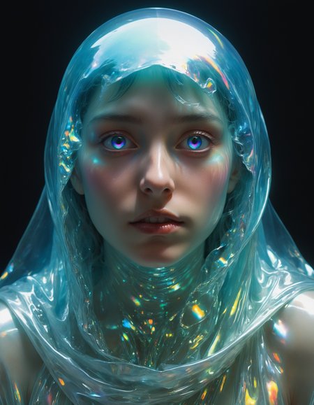 by (Studio Ghibli:1.2) and (Jeff Easley:1.1), hyper realistic medium full shot photo of  a (luminous transparent ghostlike entity:1.1),  (iridescent , pale , masterful:1.4), poster art, bold lines, hyper detailed, expressive,  award winning,  dark limited color palette, high contrast, depth of field, (intricate details, masterpiece, best quality:1.4),
ambient lighting, looking at viewer, dynamic pose, wide angle panoramic view,
<lora:add-detail-xl:0.8> <lora:xl_more_art-full_v1:0.5>  <lora:NicolaSamori:0.4> in the style of nicola samori <lora:looking_at_viewer:2>