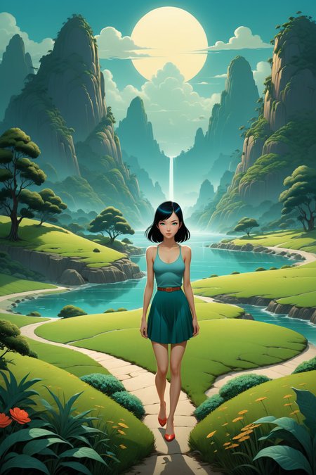 by  Duy Huynh  and  Bruce Timm  and  Tara McPherson ,   landscape  , HD, photorealistic,   <lora:more_art:0.30> <lora:midjourney:-0.15> <lora:RMSDXL_Enhance:0.50> <lora:RMSDXL_Creative:0.50> <lora:RMSDXL_Photo:0.50> <lora:RMSDXL_Darkness_Cinema:0.50> <lora:clothing_slider:2.00> <lora:great_lighting:1.50> <lora:aesthetic:1.50> <lora:photorealistic_portrait:1.50> <lora:extremely_detailed:1.50> <lora:dpo:0.25>