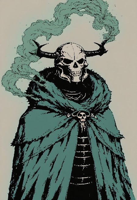 score_9, score_8_up, score_7_up, black knight, green theme, skull shaped helmet, smoke coming out of the helmet, standing, green cloak, black armor, dark background,<lora:dcr34sed-c0l0ring-20:0.8>, dcr34sed_c0l0ring