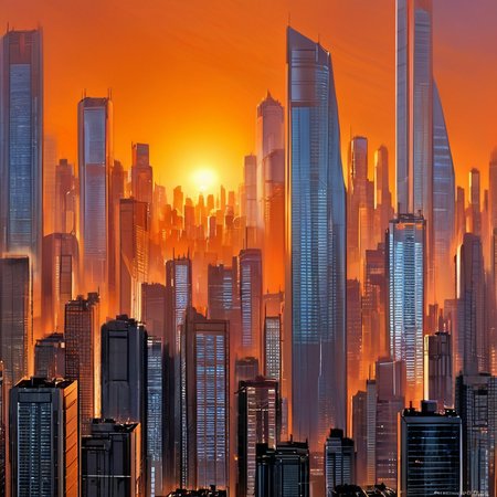 masterpiece,high detail,
 <lora:gits_style:0.8>,gits95,
bustling, city, skyline, sunset, skyscrapers, orange, sky