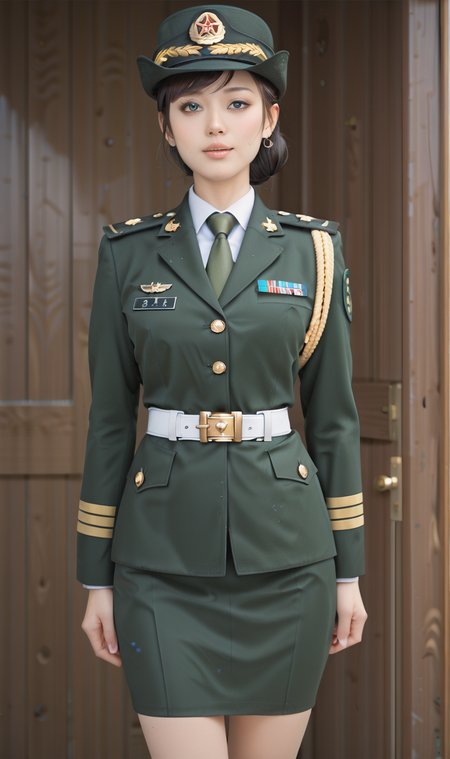 cinematic film still cinematic photo breathtaking score_9,score_8_up,score_7_up,BREAK, 8k, masterpiece,
 1girl, hot girl, sexy girl, Expressive_H,
1girl, korean idol, solo, 
PLAuniform , military, military uniform, skirt, hat, necktie, green uniform, Independent skirt, 
 <lora:ç¢§èæ¢¦å¹» PSXL å°é©¬é£æ ¼:0.5>, <lora:Vixon's Pony Stylesæ¼«ç»ä¼å:0.6>, <lora:é»è²å¥³äººï¼ç®è¤ï¼:0.8>, , <lora:ææ_Expressive_H-000001:0.4>,     <lora:PLAuniformXL-cute:0.7>