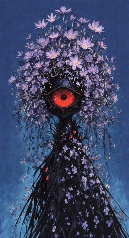 masterpiece, best quality, amazing quality, solo, looking at viewer, red eyes, flower, pokemon \(creature\), no humans, blue background, traditional media, purple flower, painting \(medium\), one-eyed, 15546+456868,
Studio Ghibli Dark Fairytale <lora:noobai_ep11_stabilizer_v0.138_fp16:0.3> <lora:XXX667:0.4> <lora:mon_monmon2133:0.5> <lora:Dark_Ghibli:0.85>