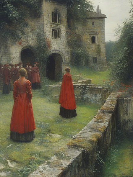 masterpiece,best quality,<lora:tbh104-sdxl:1>,outdoor,landscape,style of Edwin Austin Abbey,illustration,