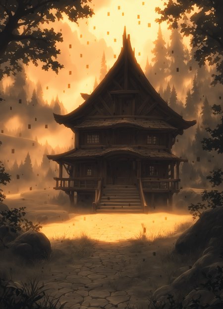 score_9, score_8_up, score_7_up, score_6_up, (twili_particles:1.3), (twili_dusk:1.1),
scenery, hut, fantasy, grass, forest, 
orange theme, (fog:1.2), dark clouds, darkness, light rays, 
<lora:tp_twili_particles_ponyxl_v1.4-000110:1>
 <lora:detailed_backgrounds_v2:0.7>