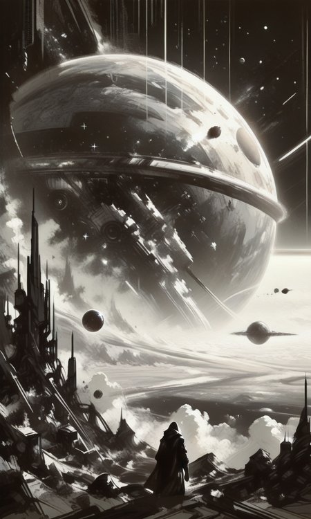 monochrome, sketch,  detailed, realistic, drawing, side view, fantasy, space theme<lora:- iLL - the_edgy_mech_V2.0-step000013500:.6>, <lora:Far_Future_Sketch_Illustrious__Pony:1>, <lora:- iLL - sharpdtls_lightatmo_V1.0-step00002500:1>