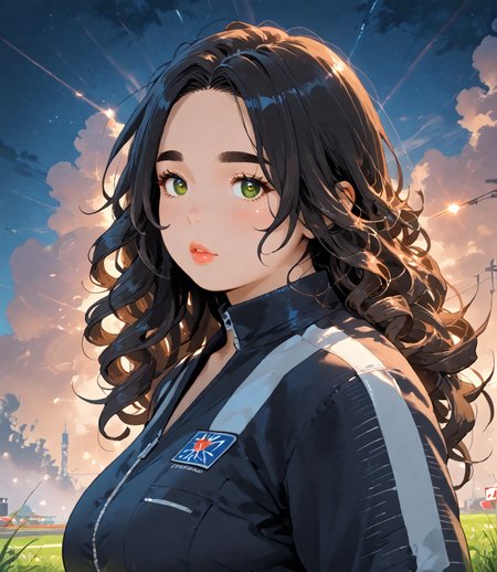 PonyScores7, source_anime, ah1, IllustriousQual, <lora:natsumi_style:0.5>, <lora:by_usakun-pony:0.4>, by usakun, <lora:Akina_Bbw_Style_-_PonyXL:0.2>, AkinBw,
BREAK (sci-Fi Inspired fashion style, draws inspiration from science fiction movies, and futurism, features futuristic silhouettes,  and avant-garde designs, promotes imagination and innovation in fashion, explores concepts of technology),
BREAK 1girl, mature female, (round face), (thick eyebrows), (curvy), round-chin, caucasian, (plump face), <lora:Round_face:0.2>, <lora:ETO_OC_Illustrius:0.5>, eto_oc, skindentation, (plump), thick thighs, wide hips, busty, voluptuous, lips, <lora:venus body PonyXL:0.3>, <lora:shinyskin2:0.2>, glistening skin,
BREAK  (curly hair), long hair, (black hair), (parted hair), messy hair, kinky curls, <lora:hairdetailpxl:0.2>, hairdetailpxl,
BREAK (half green and brown eyes), (colorful eyes), (multicolored eyes), (downturned eyes:1.4), <lora:expressive eyes:0.2>, expressive eyes, <lora:eyedetailpxl:0.2>, eyedetailpxl, <lora:Eyes_High_Definition:0.2>, EyesHD,
BREAK ((steaming body)), <lora:Expressive_H:0.2>, Expressiveh, <lora:Emotional_Anime_Expressions_PonyXL_Concept:0.2>, emotional, <lora:Best_Facial_Expression_LoRA_PONY:0.2>, looking at viewer, <lora:Detailed expressive EXEV style -XL Pony V1.0:0.2>, FaceDetail,
BREAK ((siting on SUV, racing stripes, spoked rims, fog lights, ambient lighting, custom exhaust, supercharger)),
BREAK red violet soft lavender long-sleeve top with high-waisted black jeans and combat boots,
BREAK (((Ethereal Floating Islands in the Sky))),
BREAK <lora:xl_more_art-full_v1:0.2>, <lora:aesthetic_anime_v1s:0.2>, <lora:EpicF4nta5yXL:0.2>, <lora:detailxl:0.2>, detailxl, <lora:Fant5yP0ny:0.2>, best quality, amazing quality, best aesthetic, absurdres, illustration, Volumetric_Lighting, ultra-detailed, very aesthetic, intricate details, 8k, masterpiece, best_quality
BREAK Stable_Yogis_PDXL_Positives, AS-Adult, <lora:Complicated fantasy portrait - XL Pony V2.0:0.2>, bad-hands-5, <lora:HDA_Detailer:0.3>, HDA_FatGirlXL,