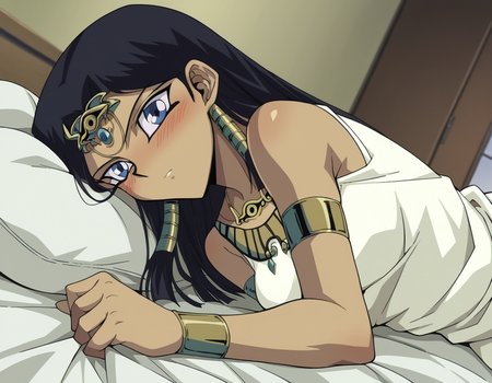 score_9, score_8_up, score_7_up, source_anime,
ishuzuishtar, <lora:ishuzu-ishtar-anime-ponyxl-lora-nochekaiser:1>,
ishuzu ishtar, blue eyes, dark skin, dark-skinned female, black hair, egyptian,
dress, jewelry, armlet,
indoors, bed, bed room, on side, blush, drunk,
looking at viewer, dutch angle, cowboy shot,