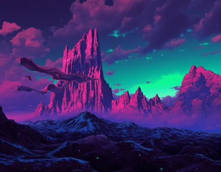 <lora:Staggering:0.85> staggering, A surreal landscape painting, hyperrealistic sky colliding with pixelated geometric mountains, iridescent clouds, flowing silk banners in the wind, soft glowing bioluminescent flora, deep purple and teal color scheme, ethereal lighting, art by Salvador Dali and digital artists. . 35mm photograph, film, bokeh, professional, 4k, highly detailed