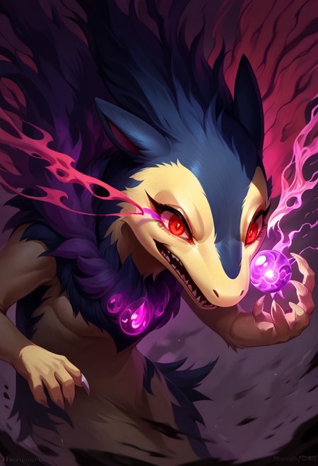 score_9, score_8_up, score_7_up, solo
1girl, score_9, score_8_up, score_7_up, score_6_up, score_5_up, score_4_up, solo, furry,( solo:1.3), 1girl, League of Legends, Splash Art, horror, scary, dramatic light, glowing eyes, tension, horrorStylez,( glowing eye trail:1.6),( beautiful eye:1.2),
pokemon, furry, (creature), Hisuian Typhlosion_(Pokemon), Red Eyes, Light Yellow Skin, Purple flames, Purple Orb Neck Flames,