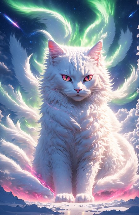 🐱😡 (っ●ω●)っCute and lively white cat, Magic, Science Fiction, Indescribable, Alternative Cognition, Color, beyond cognitive material, Ultra adn cognizant Lighting Tips,

<lora:sdxl_photorealistic_slider_v1:0.6>
<lora:SDXL_Sacred_beast:0.8> <lora:waterfallsXL:0.2> <lora:FDESIGN_Starry_Sky_SDXL:0.2>

and Beast of God, the Beast of the World, and the Beast of Heaven
in addition this, Switzerland Snowy Night, Aurora Phoenix Sky Dance,
lasers, neons, vibrant colors, (mirroring:0.8)