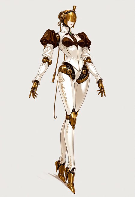 ww1era, victorianera, 18cera, alone, solo, portrait, full body, simple background, white background, no background, simple floor, full body, retro style, automaton, mechanical robot, steampunk style, basic body, basic face, blue steel paint, elegant pose, elegant posture
<lora:RavenScript :1>