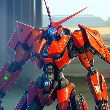 a closeup shot of a mecha in garage