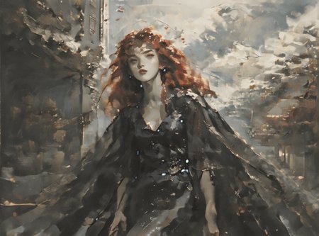 score_9, score_8_up, score_7_up, Fighting scene, shot from above, looking up against all odds, woman, pale skin, large breasts, <lora:sm0k3XLP:1>, <lora:goth_clothes:1>, lollita dress, black dress, lollita, red details, Long white hair, young face, <lora:FeikeAbstract:1>, <lora:Dark_Retro_Scifi_Aesthetic:1>,