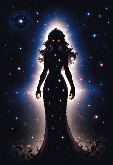 (score_9_up, score_8_up:1.2), score_7_up, high spren, 1girl, glowing eyes, silhouette, long hair, dress, galaxy, space, neon, volumetric lighting, <lora:High_Spren-000006:0.6>, <lora:xl_more_art-full_v1:0.4>, <lora:MJ52:0.4>, <lora:RMSDXL_Enhance:2>, <lora:RMSDXL_Creative:1>, <lora:great_lighting:4>, <lora:aesthetic:4>