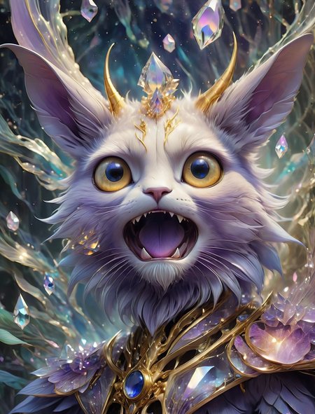 ((style of Jean-Baptiste Monge:Sui Ishida)), ((abstract)), transparent sapphire, (transparent purple skin:1.2), metallic gold accents, crystalline refractions, ethereal, surreal, angular, intricate backgroumd, masterpiece, absurdres, best quality, ray tracing,  <lora:add-detail-xl:1>,  <lora:SDXLFaeTastic2400:1>,  <lora:AnzhcDreamwave XL:1>