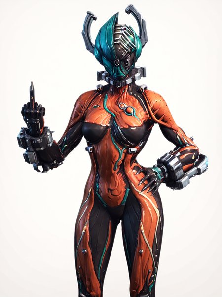 (3d:0.85), score_9, score_8_up, score_7_up, score_6_up, score_5_up, score_4_up, simple background, white background, solo BREAK
<lora:ValkyrWF_PDXL:0.8> valkwf, orange body, cyan mask, eyeless, mouthless, looking at viewer, bracers, standing, hand on hip, middle finger