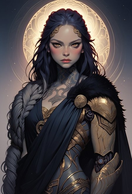 llustration, zPDXL3 , Expressiveh , score_9 , score_8 , score_7, dynamic viewpoint, dynamic angle, vibrant colors, Loki, god of mischief, norse, wearing norse themed armor, pauldrons highly detailed , high quality , high res, mask , closed mouth, detailed pauldrons, dramatic lighting,  <golden cyber arm, golden cybernetic arm:1.4>,  asymmetry, asymmetrical arms,cape, royal