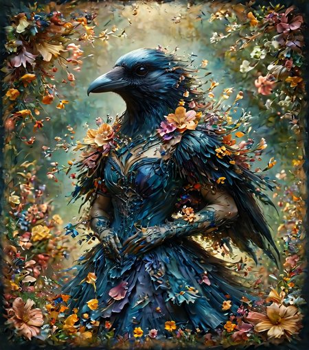 cinematic still novuschroma06 style, Corvidfolk, dancer, beautiful with flowers, dancing, ral-drptpl, ral-dissolve, damagedphoto, vignette, border, tape, corners, edges . emotional, harmonious, vignette, 4k epic detailed, shot on kodak, 35mm photo, sharp focus, high budget, cinemascope, moody, epic, gorgeous, film grain, grainy, novuschroma06 style, Corvidfolk, dancer, beautiful with flowers, dancing, ral-drptpl, ral-dissolve, damagedphoto, vignette, border, tape, corners, edges, bright, illuminated, pristine, shiny, unique, vibrant, fine detail, very intricate, innocent, confident, symmetry, great composition