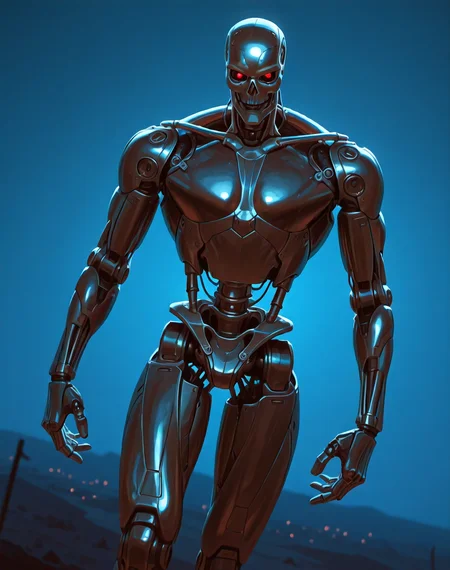 <lora:Terminator_(Terminator)_(Illustrious)_(AD):0.85> Terminator, robot, endoskeleton, 
((
exterior, science fiction, night, night time, post apocalyptic landscape, 
dutch angle, dynamic action, male focus, solo, villain, solo, powerful, superiority, brushed titanium, large shoulders, thick arms, thick legs, wide chest, 
)),
BREAK: very awe, aesthetically pleasing, masterpiece, best quality, amazing quality, very aesthetic, depth of field, absurd details, depth of field, atmospheric rendering, natural shading, soft shading, 
BREAK: lazympos, lazypos (3),