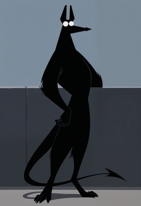 masterpiece,best quality,amazing quality, 1boy, solo, bl1nd, furry, black fur, no pupils, pointy snout, full body,