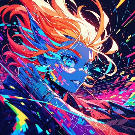 score_9, score_8_up, score_8,, :d,glitch art,glitching,glitch, autsharp with steel-black glowing red and electric blue color palette