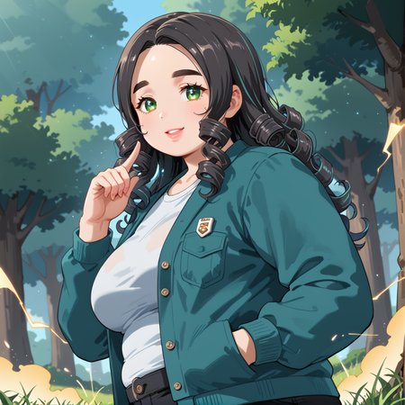 PonyScores7, source_anime, ah1, IllustriousQual, <lora:natsumi_style:0.5>, <lora:by_usakun-pony:0.4> by usakun, <lora:Akina_Bbw_Style_-_PonyXL:0.2> AkinBw, (zoom_out:1.8), ((from below) (from side) view Close shot), 1girl, mature female, (round face:1.2), (thick eyebrows:1.3), (curvy), round-chin, caucasian, (plump face), <lora:Round_face:0.2>, <lora:ETO_OCPonyXL:0.3> eto_oc, skindentation, (plump), thick thighs, wide hips, busty, voluptuous, lips, <lora:venus body PonyXL:0.3>, <lora:shinyskin2:0.2> glistening skin,  (((curly hair), long hair, (black hair:1.4), (parted hair:1.7), messy hair, kinky curls, <lora:hairdetailpxl:0.2> hairdetailpxl)), ((half green and brown eyes), (colorful eyes), (multicolored eyes), (downturned eyes:1.4), <lora:expressive eyes:0.2> expressive eyes, <lora:eyedetailpxl:0.2> eyedetailpxl, <lora:Eyes_High_Definition:0.2> EyesHD), ((happy,  <lora:Expressive_H:0.2> Expressiveh, <lora:Emotional_Anime_Expressions_PonyXL_Concept:0.2> emotional, <lora:Best_Facial_Expression_LoRA_PONY:0.2>, looking at viewer, <lora:Detailed expressive EXEV style -XL Pony V1.0:0.2> FaceDetail)), ((Walking away with a purposeful stride, one hand casually in a pocket,)), coralreef forest green velvet top with black leather leggings and studded flats, (((A being of pure, copper energy, touches the man's hand with a finger of light, The man's hand glows with a warm, reddish-brown hue, and he feels a surge of strength and resilience flow through his body))), <lora:xl_more_art-full_v1:0.2>, <lora:aesthetic_anime_v1s:0.2>, <lora:EpicF4nta5yXL:0.2>, <lora:detailxl:0.2> detailxl, <lora:Fant5yP0ny:0.2>, best quality, amazing quality, best aesthetic, absurdres, illustration, Volumetric_Lighting, ultra-detailed, very aesthetic, intricate details, 8k, masterpiece, best_quality, Stable_Yogis_PDXL_Positives, AS-Adult, <lora:Complicated fantasy portrait - XL Pony V2.0:0.2>, bad-hands-5, <lora:HDA_Detailer:0.3>, HDA_FatGirlXL