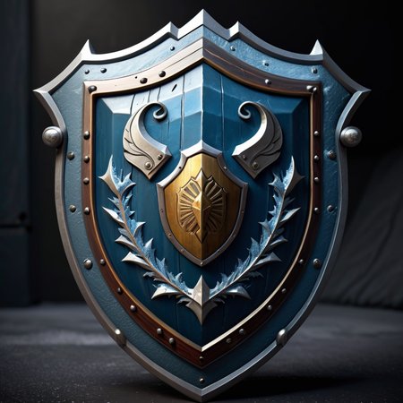 (((masterpiece))),(((best quality))),((ultra-detailed)),wam_icon,
A shield covered in frost, with the edges gleaming coldly,,
 <lora:WAMmjicon:0.3>