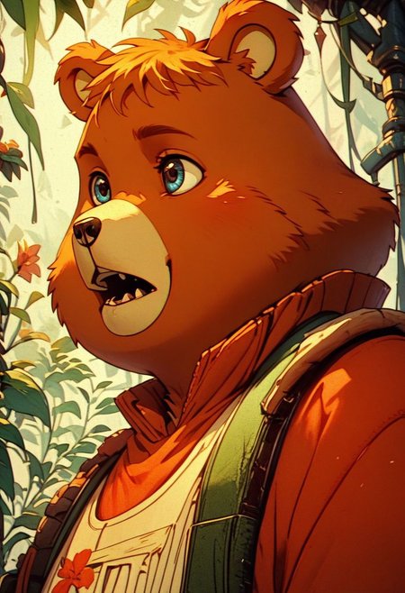 score_9, score_8_up, score_7_up, score_6_up, solo, 1boy, Teddy Ruxpin, cartoon bear, knva,