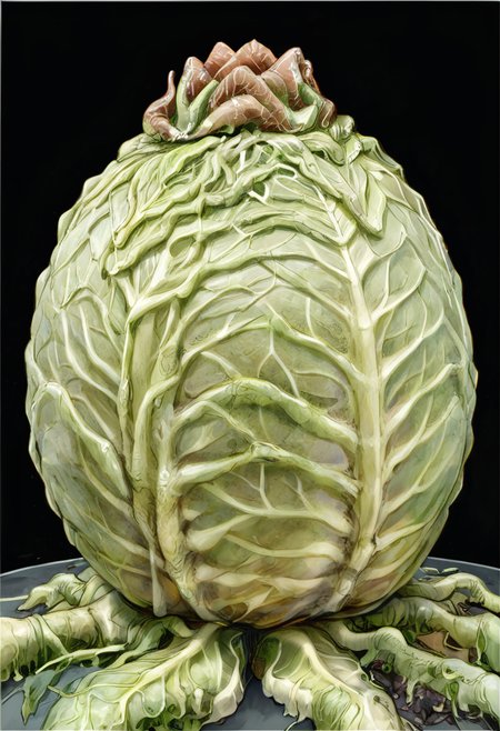 masterpiece, score_9, score_8_up, score_7_up, cjdl, highly detailed, intricate, cinematic lighting, detailed background, a vast Lovecraftian interior, dark, biomechanical, rows of xenoeggs, one xenoegg made of cabbage, in foreground, open at top, facehugger squid crawling out, dark background.  <lora:VegetableCabbage-PonyP-PAseer:.8> cabbage, cjdl <lora:Xenomorph_Egg_Pony_SDXL:1> <lora:Facehugger1024:1> Facehugger1024