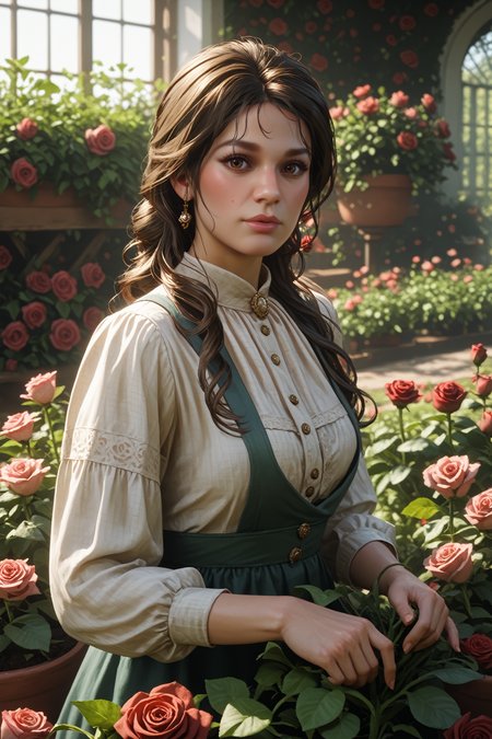 score_9, score_8_up, score_7_up,
<lora:RDR2Mary:0.8>
RDR2Mary, 1girl, black hair, brown eyes, long hair, looking at viewer, rose garden, gardening, floral background