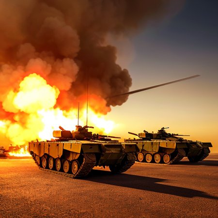 bf2042,
Best quality, masterpiece, ultra high res, (photorealistic:1.4), detailed skin, cinematic lighting, cinematic highly detailed, colorful,
modern Photograph, a group of soldiers in battlefield,
battlefield explosion everywhere,
jet fighters and heli copters flying in the sky,
two tanks on the ground,
In desert area ,
buildings on fire and one abandoned military armored vehicle in the background, 
<lora:ztz99ATank_ztz99ATank:0.3>