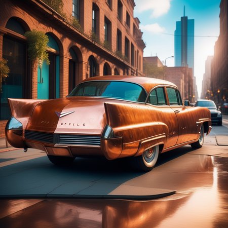 masterpiece, high quality, high resolution, hd, highres, colorful, detailed, (extra detailed:1.1), realistic, (copper body:1.1), johnnybravo, smiling, confident, raised brow,muscular, flexing, bodybuilder pose, posing, (copper skin:1.3), (copper colored skin:1.2), (copper car:1.2), (copper cadillac car:1.1), (black shirt:1.2), (blue pants:1.1), <lora:JohnnyBravoXL:0.3>, <lora:Dull beaten copper SDXL:0.9>,  <lora:add-detail-xl:1>,  cinematic, epic shot, dramatic lighting, (zoomed in:1.1), (cowboy shot:1.1), pompadour, tall