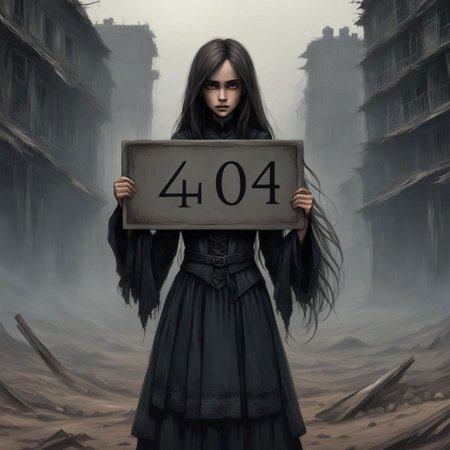 (((Ultra detailed, Megapixel)))
1girl, (((holding out a sign with number "404"))), by charlie bowater and dan mumford and trevor Brown, hands, terror, gloomy, dark, blank face, no face, wasteland background, no mouth, no eyes, long hair