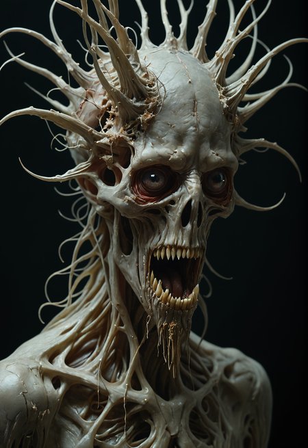 absurd surrealism,  primordial creatures,   clean sharp focus, detailed,Albert Oehlen,creepy photo,Agostino Arrivabene,black background,close up
<lora:extremely_detailed:1>  <lora:sdxl_photorealistic_slider_v1:1>