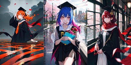 highly insanely detailed, masterpiece, top quality, best quality, highres, 4k, 8k, RAW photo, (very aesthetic, beautiful and aesthetic), 
__lazy-wildcards/subject/costume/graduation_robe/prompts__, 
<lora:gradgown:0.8>, 
(1girl:1.3), solo focus, 
(__lazy-wildcards/char/haircolor__), 
__lazy-wildcards/dataset/background__, 
__lazy-wildcards/subject/moment/random/prompts__âââ