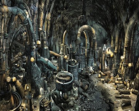 an old ps_game_screenshot of an ancient gothic mountain city, brass pipes, exterior, Lovecraftian, immersive, birds eye view, (concept art by dark souls) <lora:epiNoiseoffset_v2:1.4>