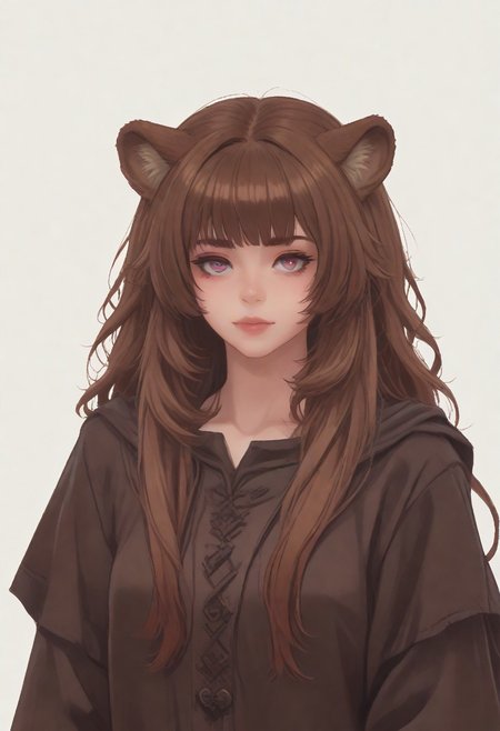 score_8_up, score_7_up, score_6_up, dnd  <lora:dnd_flat:0.95>  1girl raphtalia, long hair, bangs, brown hair, animal ears, raccoon ears, raccoon tail, raccoon girl, pink eyes. dramatic lighting, ornate
WHITE BACKGROUND