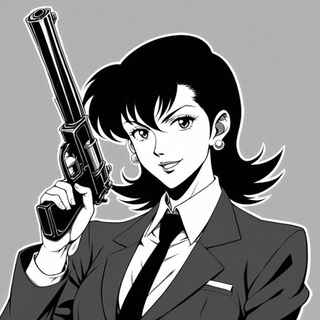 impactful paint of classic anime cartoon of Lupin III with a gun   <lora:Classic_Anime_Style:1>,    highly detailed,   8k,   sharp,  professional, clear,   high contrast, high saturated, , vivid deep blacks, crystal clear