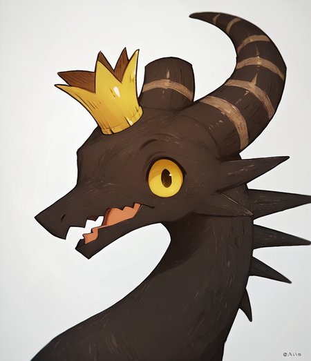 <lora:DragonKingPony1.0:0.8> dragon, crown, no humans, solo, horns, white background, yellow eyes, open mouth, score_9, score_8_up, score_7_up, score_6_up, score_5_up, score_4_up, looking at viewer,upper body, 1boy, furry,