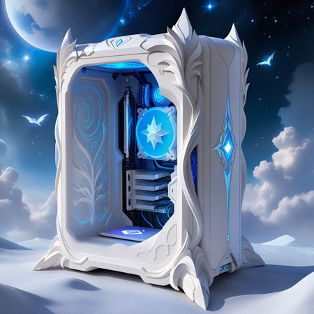 ethereal fantasy concept art of  
computer case, made of white Resin, WhiteMold, 3d mold
. magnificent, celestial, ethereal, painterly, epic, majestic, magical, fantasy art, cover art, dreamy
