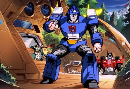score_9, score_8_up, score_7_up, animation, transformers, 1boy , robot,Autobot , Tall, Bulky, Stealth Super Tank, glowing eyes, blue eyes, large eyes, circular eyes, Forest Green and Black armor, forward Laser cannons, treads,, angry face, transforms into futuristic Stealth Super Tank, full body, Autobot  Symbol (Blue), Military Helmet,