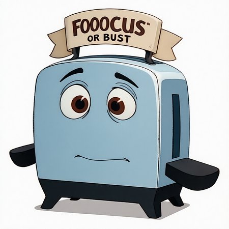 brav3toa$ter brave little toaster with a horizontal banner above that says "FOOOCUS or BUST!"
