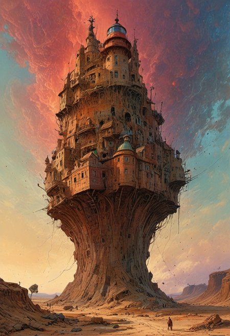 Dry riverbeds  historic rendering of an old lighthouse, square spaceship , digital artwork by Beksinski, vibrant colors include cuware and births a house ,  inside the surreal landscape of warped geometry and digital artwork by Beksinski, create a sense of detailed, abstract, trippy, 60s style, op art,  cell shaded, 8k. The composition includes overlapping circles, sharp-edged polygons, and fluid lines, all interwoven to create a sense of rhythm and flow.
