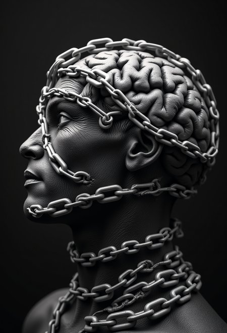 a brain wrapped in chains <lora:Dever_Flux_Enhancer:0.5>