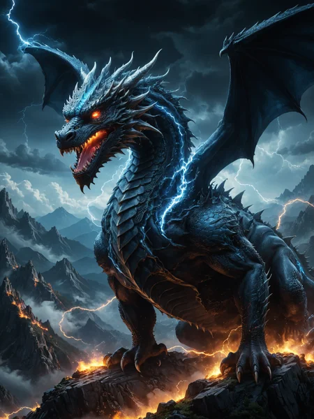 the winds over the top of a (cloud face of a dragon:1.2) crossing the mountains downward to earth, OverallDetail, extremely detailed, UHD, ,<lora:ral-cnvctncrnts:0.7>, <lora:add-detail-xl:1> <lora:xl_more_art-full_v1:0.7>,black and blue neon colors, <lora:ral-dissolve:0.5>,claws, string of light, lightning <lora:add-detail-xl:1.0>, extremely detailed
