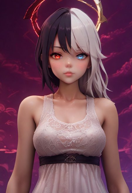 score_9, score_8_up, score_7_up, score_6_up, source_anime, masterpiece,
mythp0rt,
Vicineko, 3d, 
1 girl, 
full body. petite, medium-large breasts, 
SplitScreen, split screen, upper body, <lora:SplitScreen_illusXL_Incrs_v1:1.2>,
1girl,
white hair,
halo,
blue eyes,
angel, 
white dress,
angel wing,
pure, 
adorable,
clear sky, clouds,
SplitScreen, split screen, upper body, <lora:SplitScreen_illusXL_Incrs_v1:1.2>,
1girl,
black hair,
demon girl,
red eyes,
human,
horns,
demon wing, 
seductive look,
black clothes,
see through clothes,
reddish hell scenery,
SplitScreen, split screen, upper body, <lora:SplitScreen_illusXL_Incrs_v1:1.2>,
