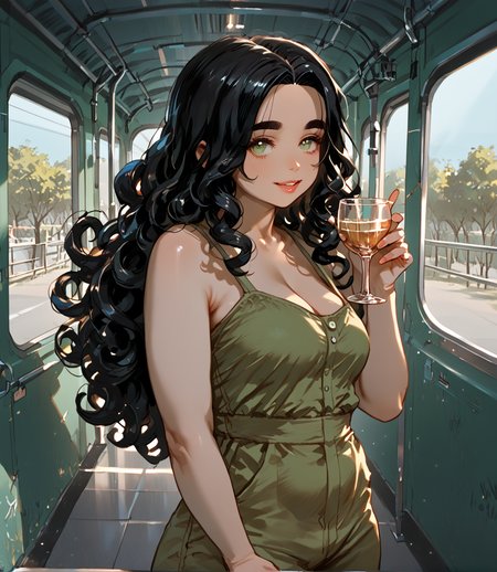 PonyScores7, source_anime, ah1, <lora:natsumi_style:1>, BREAK 1girl, (curly hair), long hair, (black hair:1.3), mature female, (parted hair:1.7), (round face:1.2), (fringe:-0.5), (bangs:-0.5), (hair between eyes:-0.5),  (thick eyebrows), (curvy), round-chin, (greenish hazel eyes), caucasian, (downturned eyes:1.2), (plump face), <lora:ETO_OCPonyXL:0.5> eto_oc, skindentation, (plump), thick thighs, wide hips, busty, voluptuous, kinky curls, lips, <lora:venus body PonyXL:0.4>,  (hopeful expression, slight smile, eyes looking up), (holding a glass), (Malevolent, abandoned subway station), looking at viewer, (kilamanjaro park maintenance worker, in casual clothes with park equipment), BREAK <lora:xl_more_art-full_v1:0.2>, <lora:shinyskin2:0.2> glistening skin, <lora:aesthetic_anime_v1s:0.2>, <lora:Expressive_H:0.2> Expressiveh, <lora:hairdetailpxl:0.2> hairdetailpxl, <lora:EpicF4nta5yXL:0.2>, <lora:detailxl:0.2> detailxl, <lora:Fant5yP0ny:0.2>, best quality, amazing quality, best aesthetic, absurdres, <lora:expressive eyes:0.2> expressive eyes, <lora:eyedetailpxl:0.2> eyedetailpxl, illustration, Volumetric_Lighting, ultra-detailed, very aesthetic, intricate details, 8k, masterpiece, best_quality, BREAK (B-Roll), BREAK <lora:Eyes_High_Definition:0.3> EyesHD, Stable_Yogis_PDXL_Positives, AS-Adult, <lora:Complicated fantasy portrait - XL Pony V2.0:0.4>, bad-hands-5,