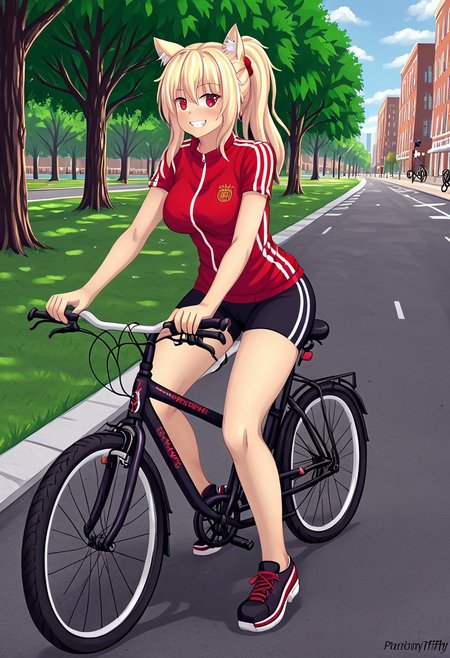 b1k3g1rl, bicycle, riding bicycle, tiffy, neko, cat girl, central park, new york