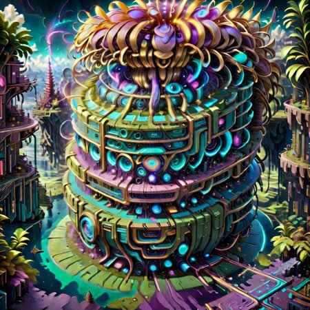 Psychedelic isometric turn based sci fi rpg world, dystopian retro futuristic, cyberpunk, cyberdellic, wild, elaborate, best quality, perfect detail, vivid colors, absurdres, masterpiece