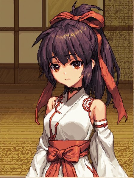 score_9, score_8_up, score_7_up, 
<lora:divinemikokoyori.pony.v1:0.4> divinemikokoyori
upper body, indoors,
1girl,solo, <lora:Pixel_Art_Pony:0.8> Pixel_Art